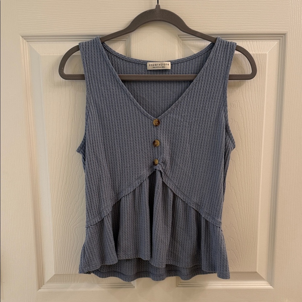 rag & bone Blue Textured Sleeveless Blouse